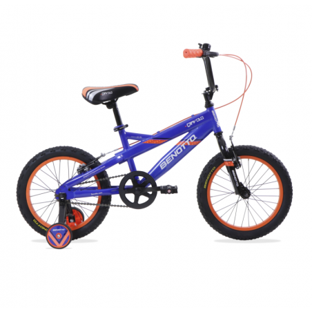 Bicicleta BENOTTO Cross DIAVOLO R16 1V. Niño Frenos ”V” Ruedas Laterales Acero Azul/Negro Talla:UN