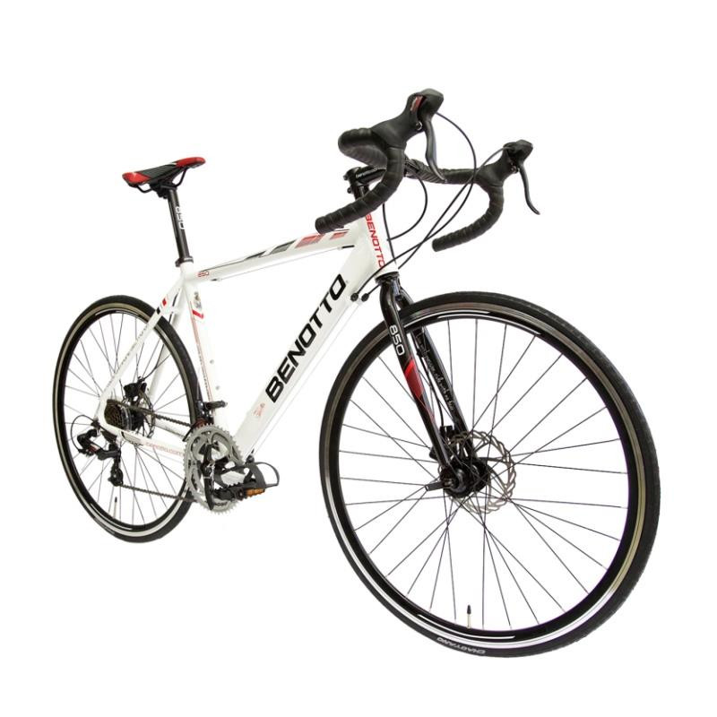 Bicicleta BENOTTO Ruta 850 R700 14V. Shimano Doble Freno de Disco Aluminio Blanco/Negro Talla:51