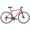 Bicicleta  Hibrida DESTREZZA R700C 7V. Shimano Frenos Doble Disco Mecanico Acero Rojo/Negro Talla:53