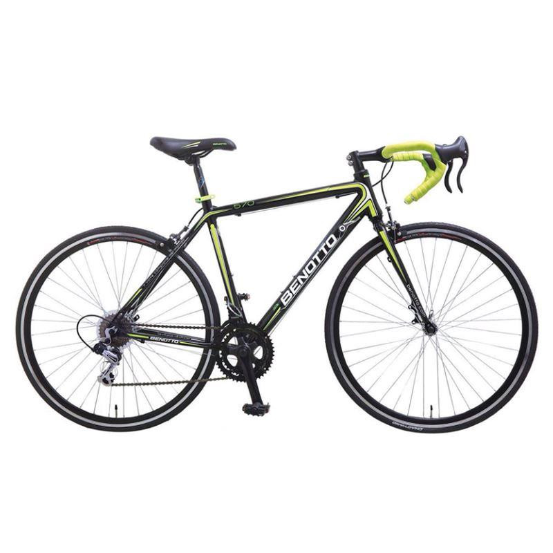 Bicicleta Ruta 570 R700 14V. Shimano TY18 Frenos Carrera Aluminio Negro/Amarillo Neon Talla:51