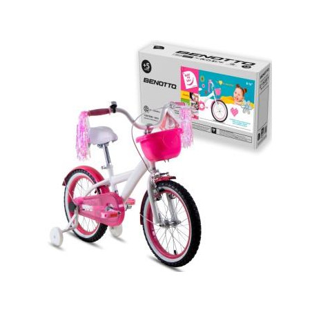 Bicicleta BENOTTO Cross BUILD MY BIKE R16 1V. Niña Frenos ”V”/Contrapedal Acero Blanco Talla:UN