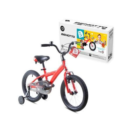 Bicicleta BENOTTO Cross BUILD MY BIKE R16 1V. Niño Frenos ”V”/Contrapedal Acero Rojo Talla:UN