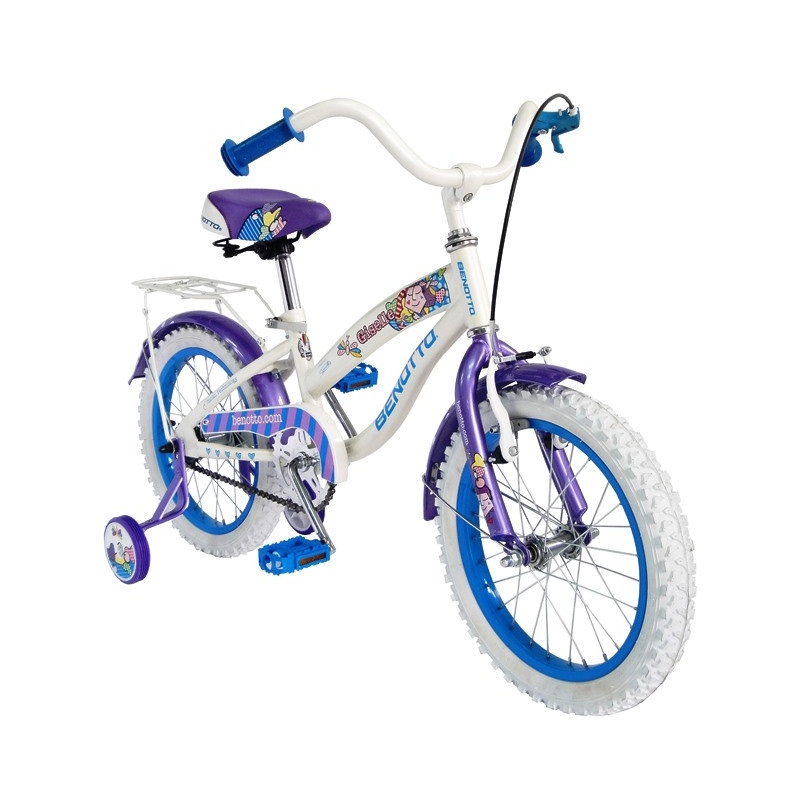 Bicicleta BENOTTO Cross GISELLE R16 1V. Niña Frenos Contrapedal Ruedas Laterales Acero Blanco/Purpura Talla:UN