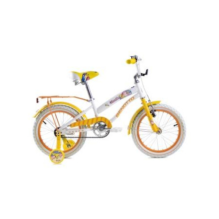 Bicicleta BENOTTO City GISELLE R16 1V. Niña Frenos Contrapedal Ruedas Laterales Acero Blanco/Amarillo Talla:UN