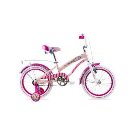 Bicicleta BENOTTO City GISELLE R16 1V. Niña Frenos Contrapedal Ruedas Laterales Acero Rosa/Blanco Talla:UN