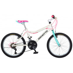 Bicicleta BENOTTO Montaña MELODY R20 21V. Niña Frenos ”V” Acero Blanco/Aqua Talla:UN