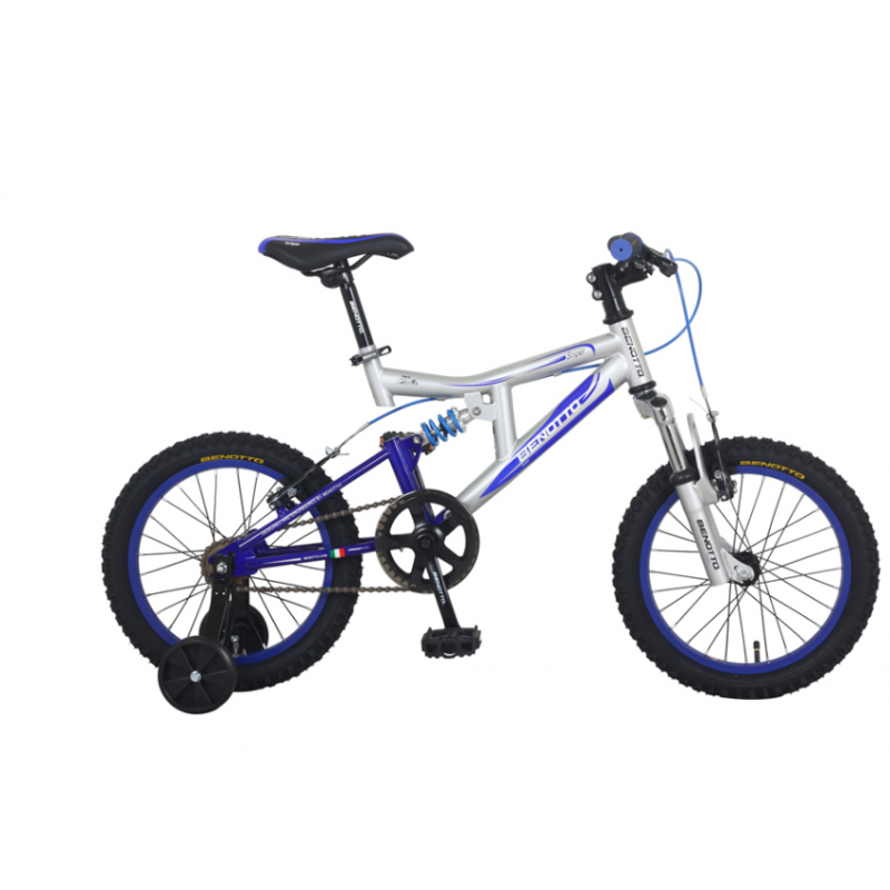 Bicicleta BENOTTO Montaña SNIPER R16 1V. Niño DS Frenos ”V” Acero Gris/Azul Talla:UN