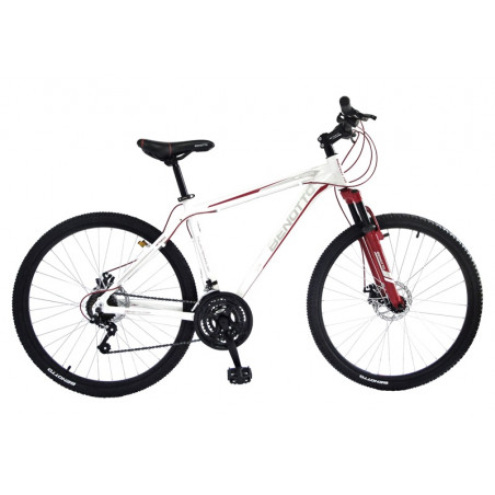 Bicicleta BENOTTO Montaña FS-600 R27.5 21V. FS Sunrace M30 Frenos Doble Disco Mecanico Aluminio Blanco/Rojo Talla:ML