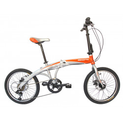 Bicicleta BENOTTO Plegable ATHENS R20 7V. De Luxe Frenos Doble Disco Mecanico Aluminio Plata/Naranja Talla:UN