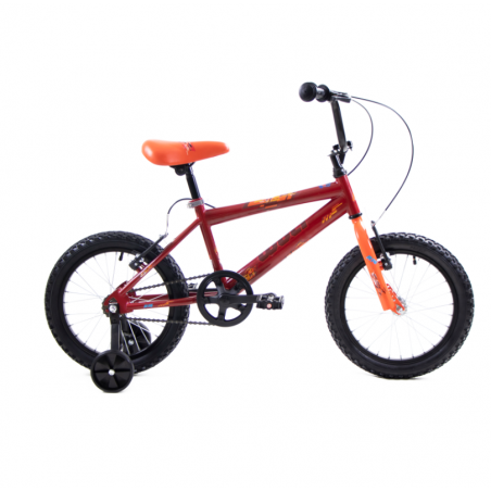 Bicicleta WOLF Cross R16 1V. Niño Frenos ”V” Ruedas Laterales Acero Guinda/Naranja Talla:UN