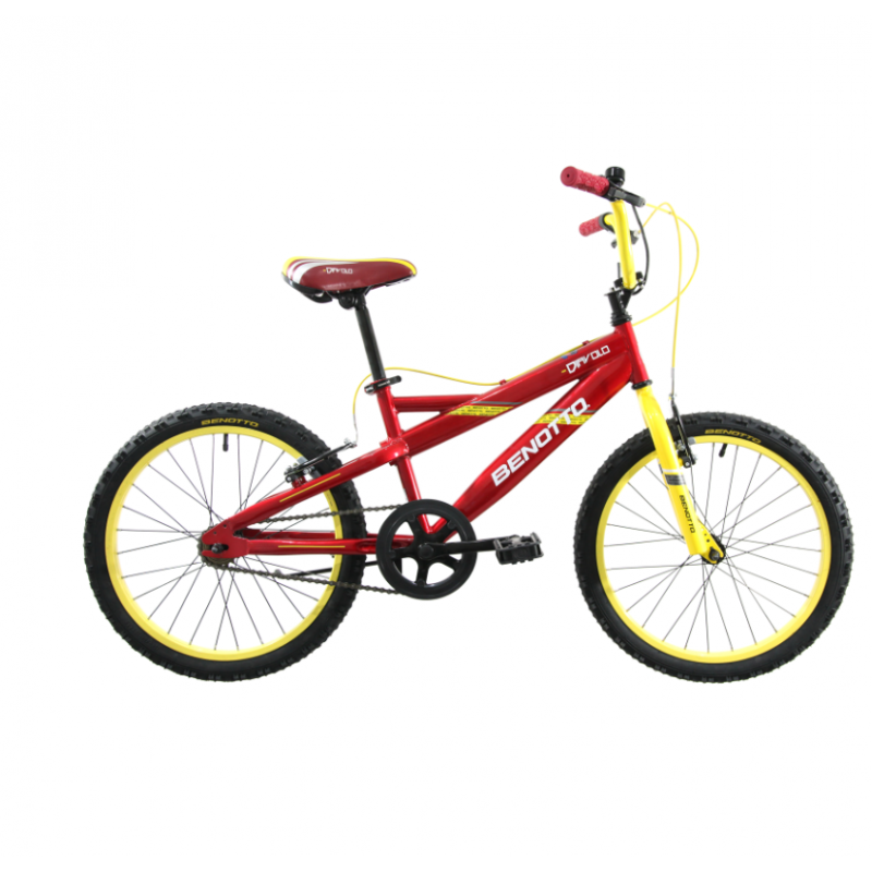 Bicicleta BENOTTO Cross DIAVOLO R20 1V. Niño Frenos ”V” Acero Rojo Oscuro/Amarillo Talla:UN