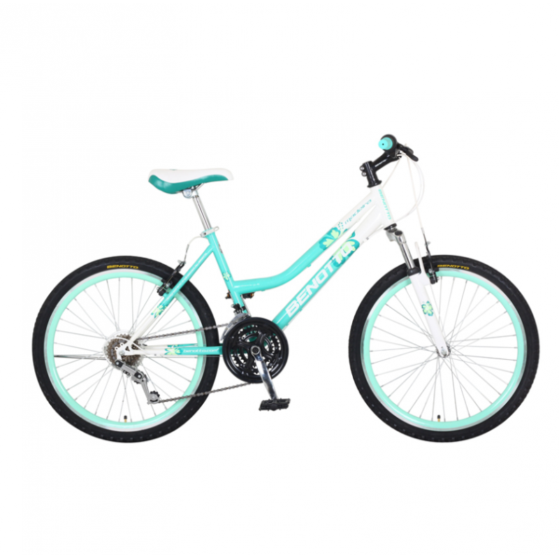 Bicicleta BENOTTO Montaña MADEIRA R24 21V. Mujer FS Sunrace Frenos ”V” Acero Aqua/Blanco Talla:UN