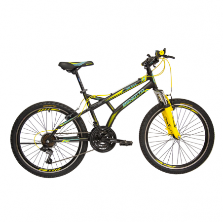 Bicicleta BENOTTO Montaña FIRE BACK R24 21V. Hombre FS Frenos ”V” Acero Negro/Amarillo Neon Talla:UN