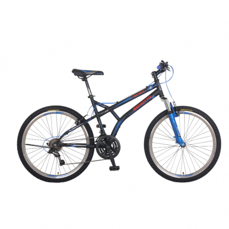 Bicicleta BENOTTO Montaña FIRE BACK R26 21V. Montaña Hombre FS Frenos ”V” Acero Negro/Azul Talla:UN