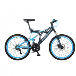 Bicicleta BENOTTO Montaña RUSH R24 21V. Hombre DS Sunrace Frenos Disco Delantero/”V” Trasero Acero Gris Oscuro/Azul Talla:UN