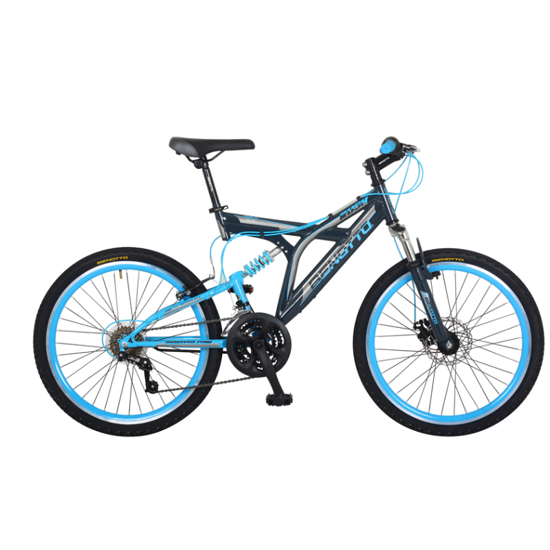 Bicicleta BENOTTO Montaña RUSH R24 21V. Hombre DS Sunrace Frenos Disco Delantero/”V” Trasero Acero Gris Oscuro/Azul Talla:UN